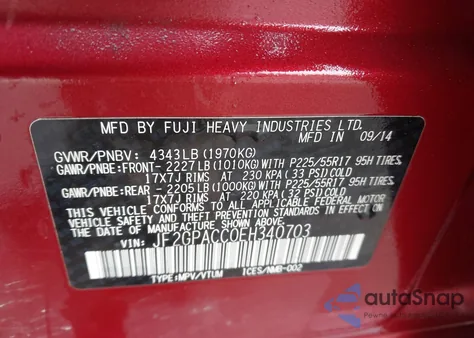 2014 Subaru Xv Crosstrek 2.0I Premium from USA, damaged, VIN JF2GPACC0EH340703